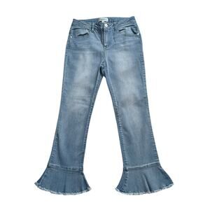 Rewind Flare Jeans Womens Size 5 Blue Cropped Stretch Denim Mid Rise 25" Inseam